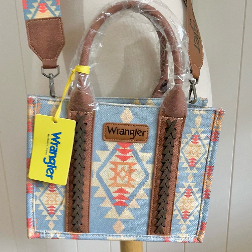 Wrangler  NWT Western Original Tote Bag Crossbody aztez blue tan orange brown